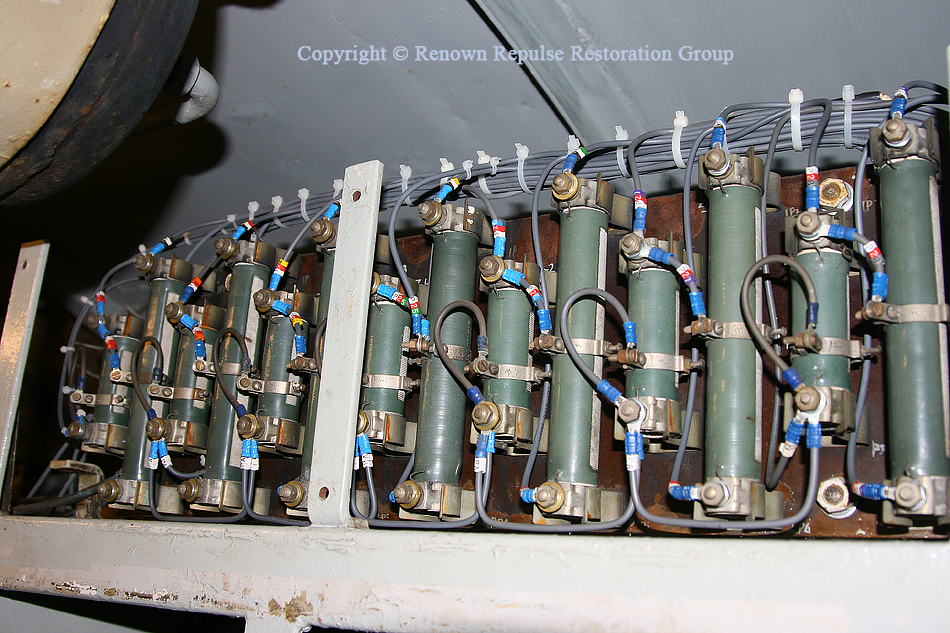 Close up of resistors on top of 50030's electrical cubicle
