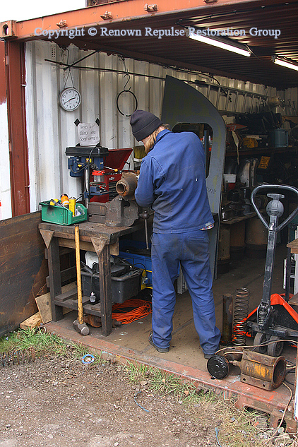 Dave Rolfe inspecting brake cylinders