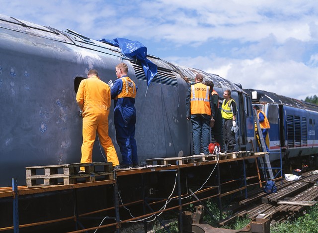 50030 bodywork restoration at Rowsley in early 2003