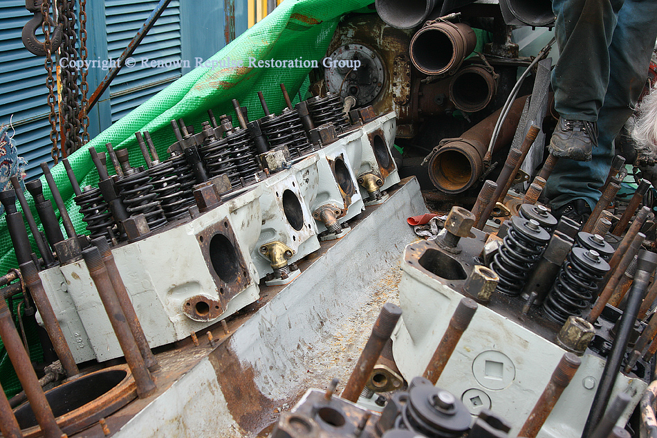 Refurbished cylinder heads fitted to ex-50008 power unit